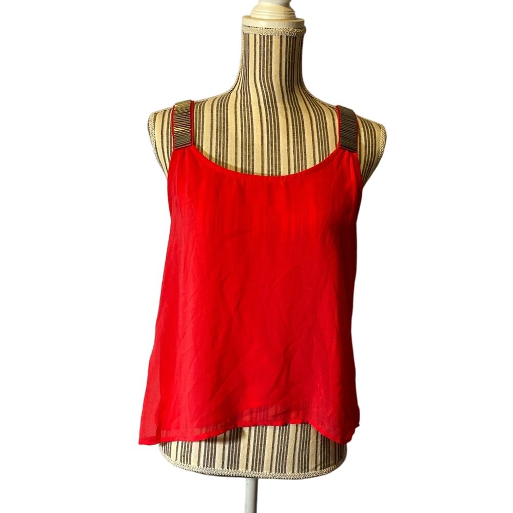 Leshop Coral Pink Sleeveless Metallic Riveted Tank Top Women Sz S
